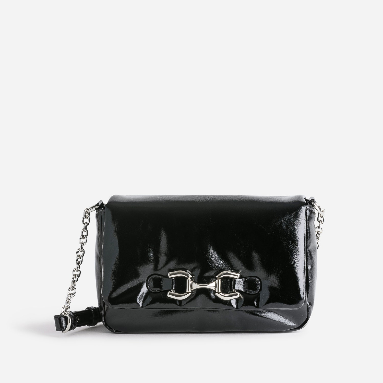 Sac à main TEXTO noir glacé décor mors