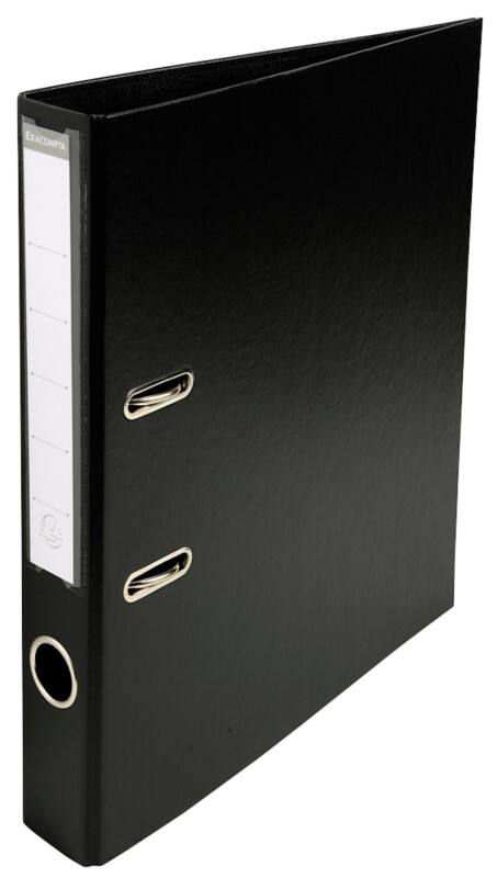 Exacompta Prem Touch Ordner DIN A4 50 mm Schwarz 2 Ringe 53541E Pappkarton, PP (Polypropylen) Hochformat 10 Stück