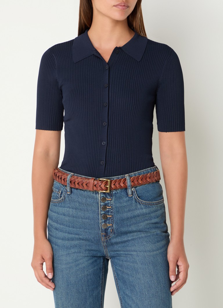 Ralph Lauren Rib-knit top with polo collar