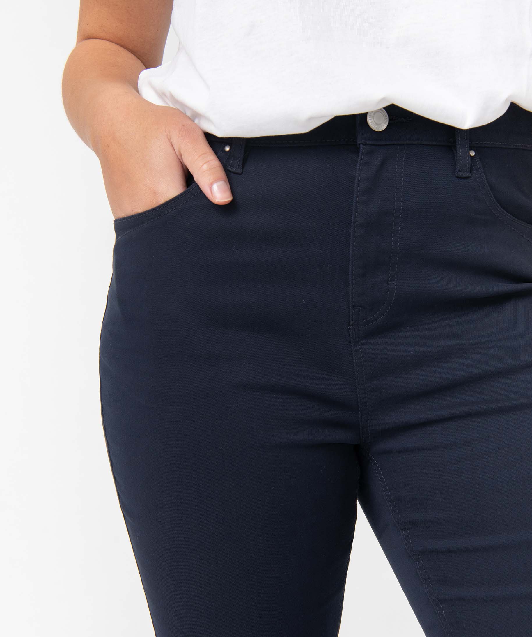 Pantalon femme coupe Regular taille normale marine | GEMO