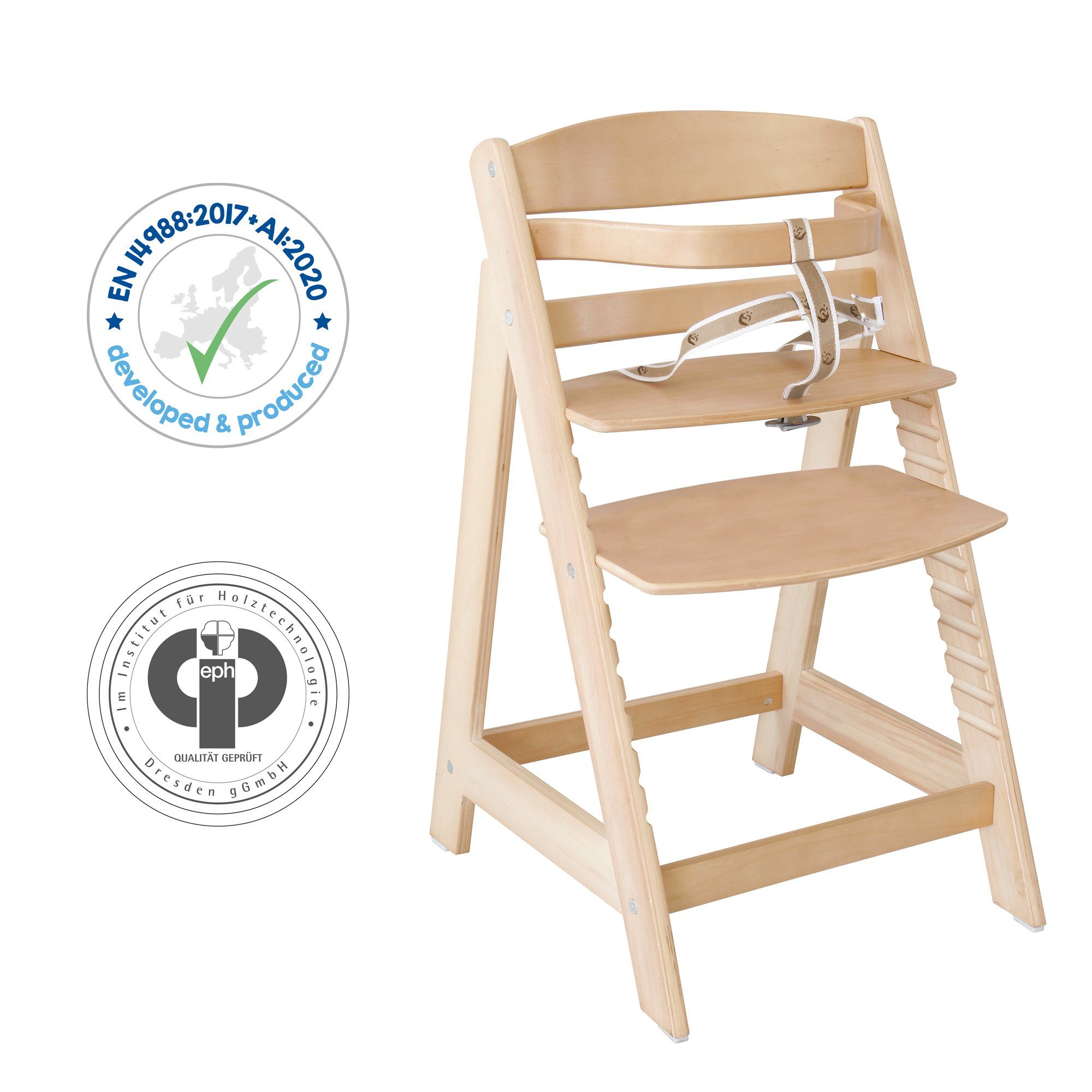 roba® Hochstuhl Treppenhochstuhl Sit Up III, natur, inkl. Sitzverkleinerer Litte Stars