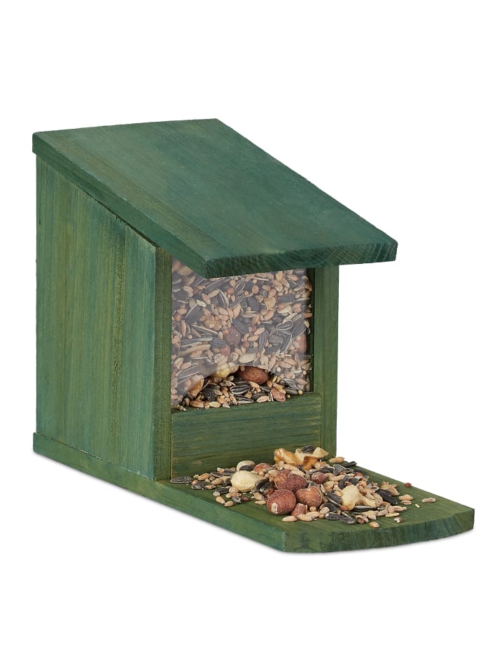 relaxdays Eichhörnchen Futterhaus in Dunkelgrün - (B)12x (H)17,5 x (T)25 cm günstig kaufen onesize