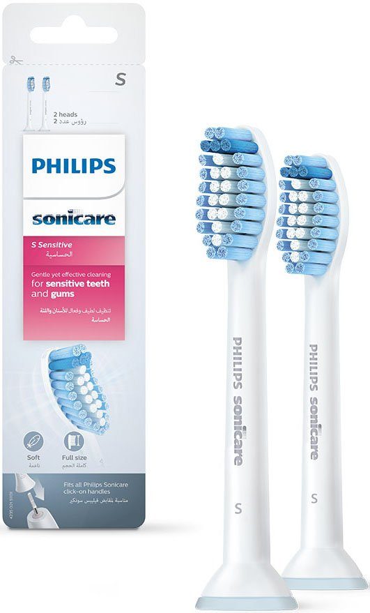 Philips Sonicare Aufsteckbürsten S Sensitive Standard HX6052/07, mit Schalltechnologie, kompatibel mit allen Sonicare-Zahnbürsten
