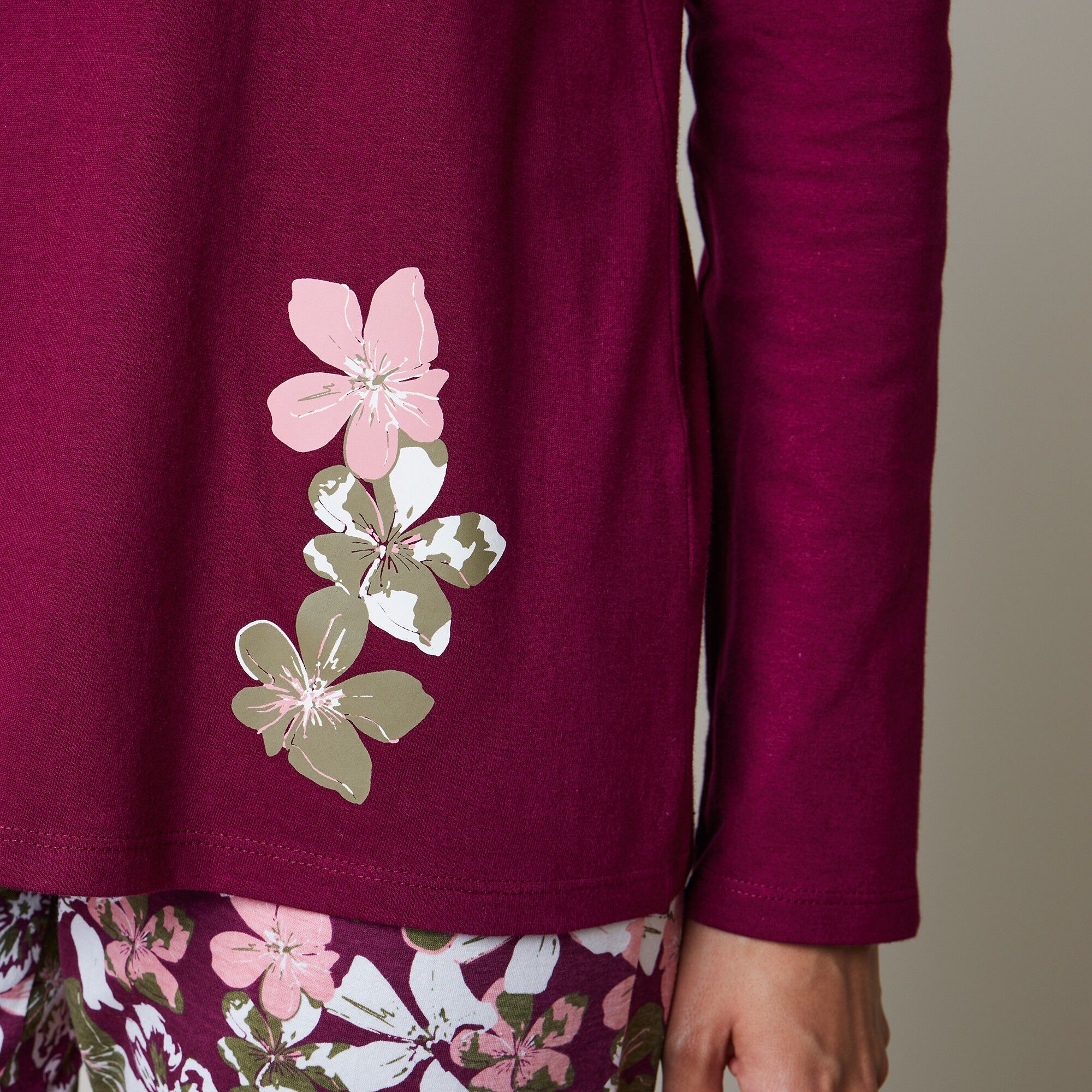 T-shirt pyjama manches longues imprimé fleuri