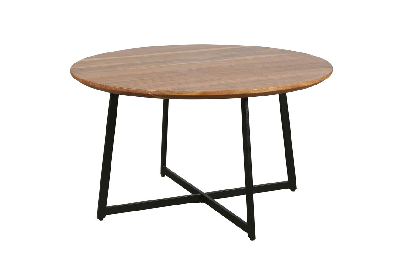 byLiving ALINA Couchtisch, Breite 80 cm, Akazie natur lackiert, Metall schwarz pulverbeschichtet