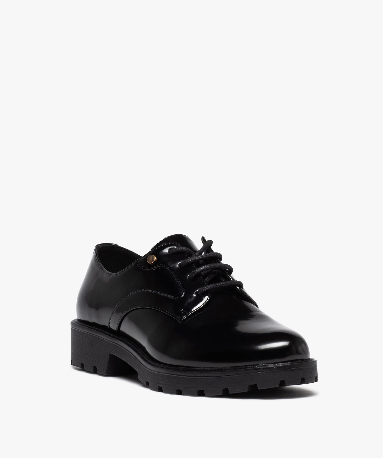 Derbies femmes unis dessus vernis classique noir | GEMO