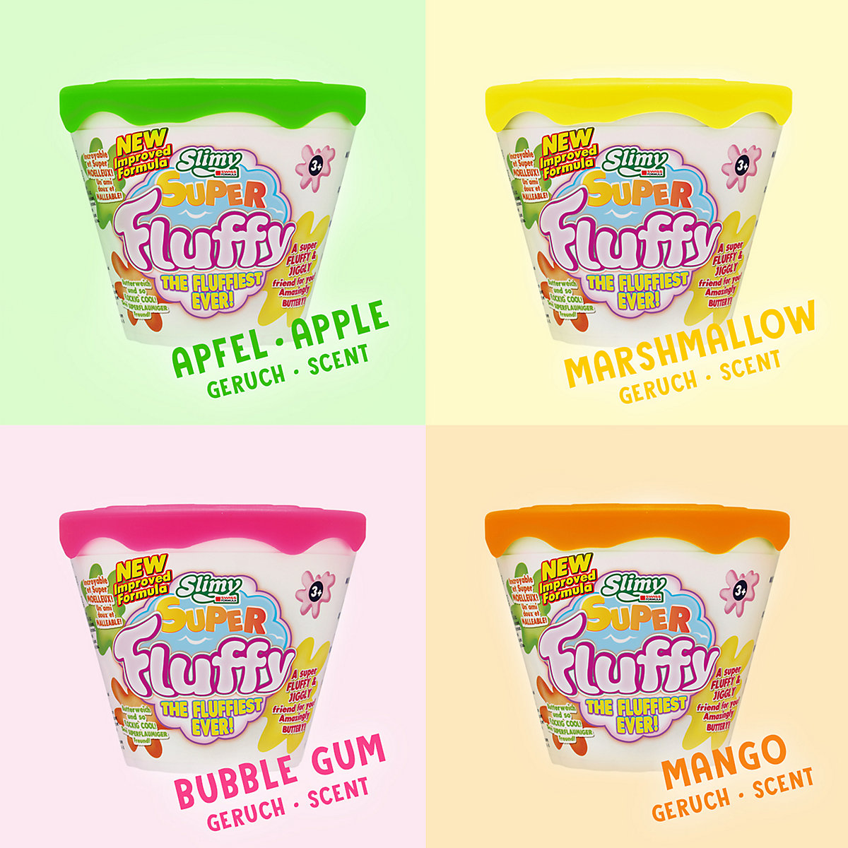 SLIMY® Super Fluffy 100g Spielmasse im Becher - der flaumigste Original Slimy Slime, lustig duftende Schleim Knete für Kinder