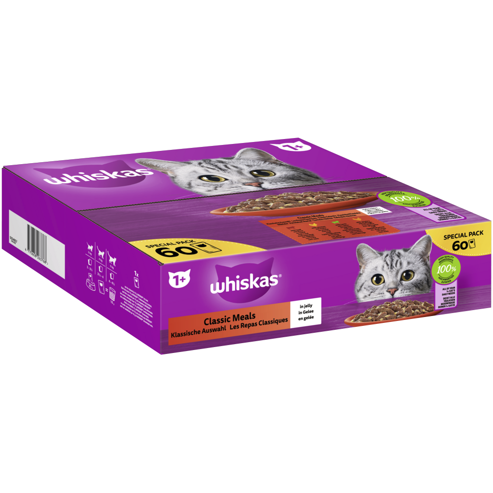 Whiskas Portionsbeutel Multipack Special Pack 1  Klassische Auswahl in Gelee 60 x 85g