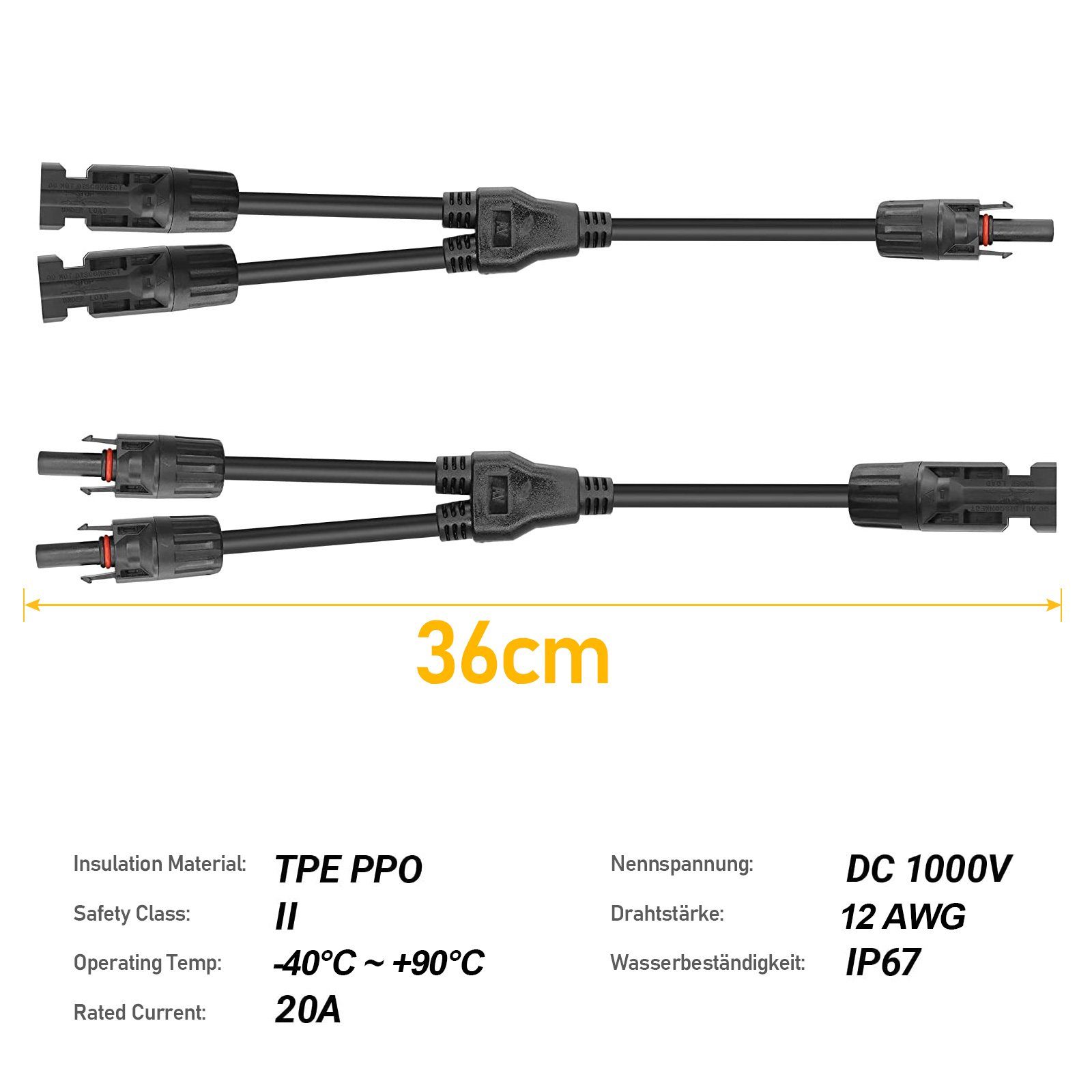 PFCTART Solarmodul Solarmodul-Adapterkabel (1 Paar mit 2 Streifen), Adapter, (2-St)