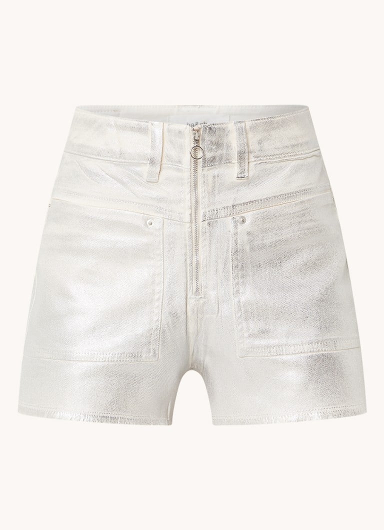 Shorts in denim a vita alta e taglio dritto di ba&sh con finitura metallizzata