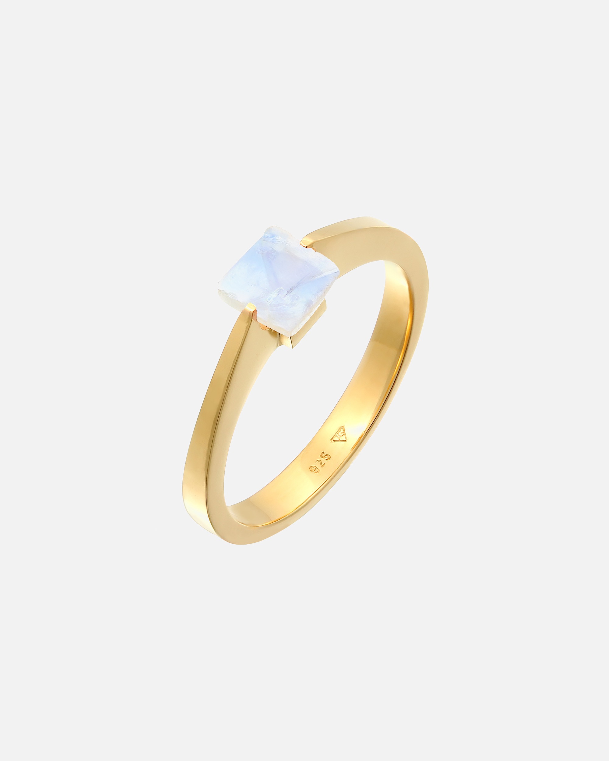 Elli PREMIUM Elli PREMIUM női gyűrű, szoliter négyszög alakú gyűrű holdkővel, 925-ös sterling ezüst, aranyozott