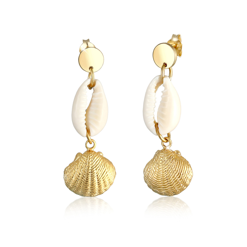 Elli Elli Boucles d'Oreilles Coquillages Été Plage Mer Boucles d'Oreilles Femme - (925 Boucles d'oreilles