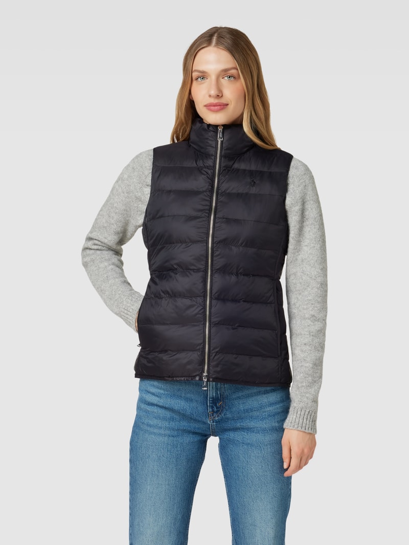 Steppweste mit Label-Stitching in schwarz
