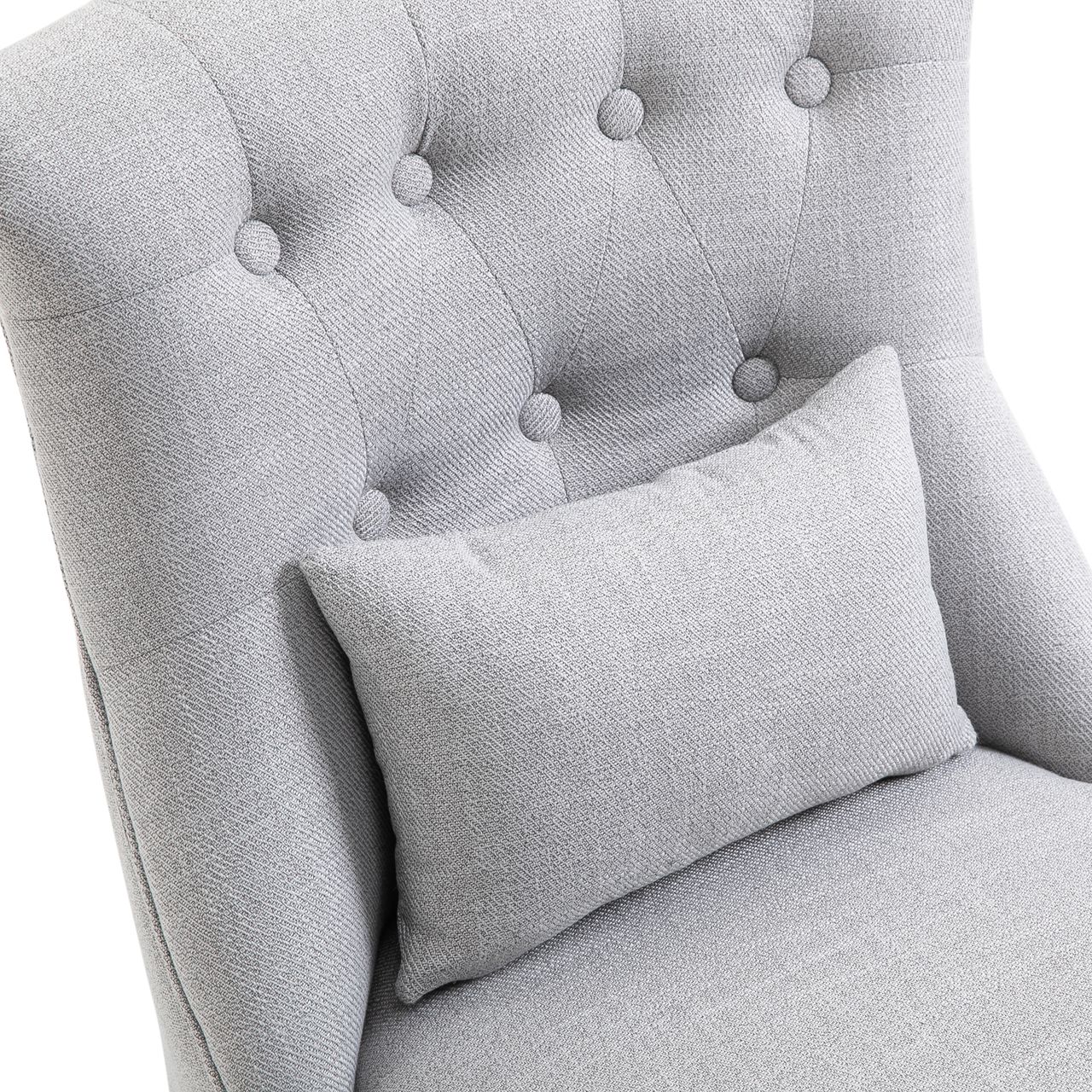 HOMCOM Relaxsessel mit Rückenkissen, Sessel, Fernsehsessel, Erhöhte Füße, Leinen, Grau, 52,5 x 69 x 77 cm