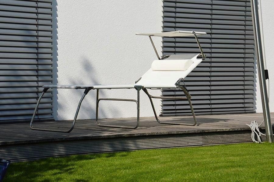 jankurtz Relaxliege fiam amigo big 50+ sun, Dreibeinliege mit Sonnendach & Nackenkissen