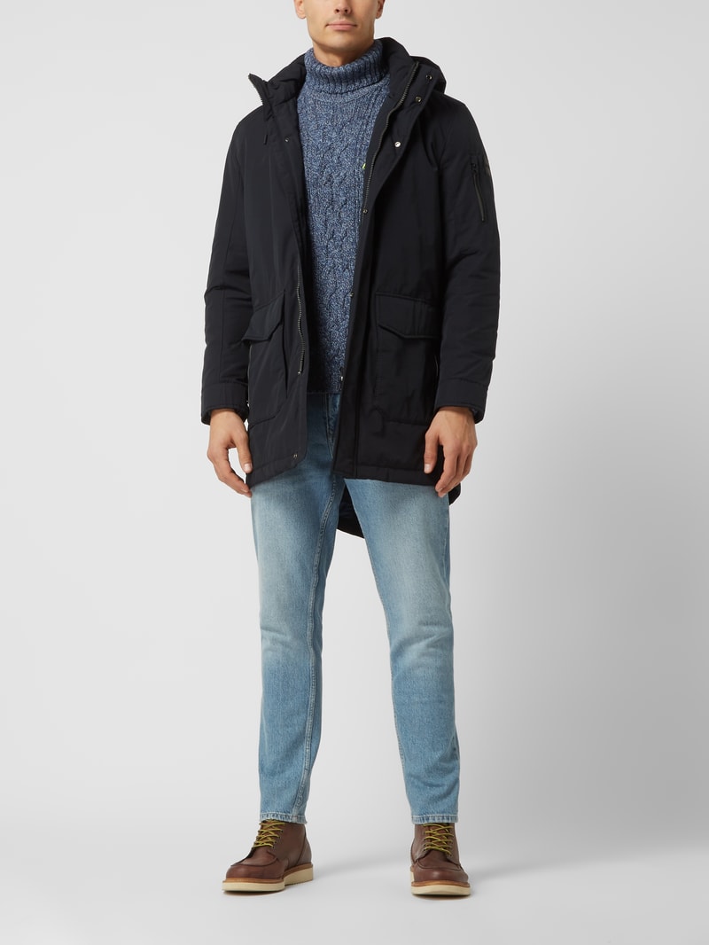 Parka mit abnehmbarer Kapuze - wasserabweisend in marineblau