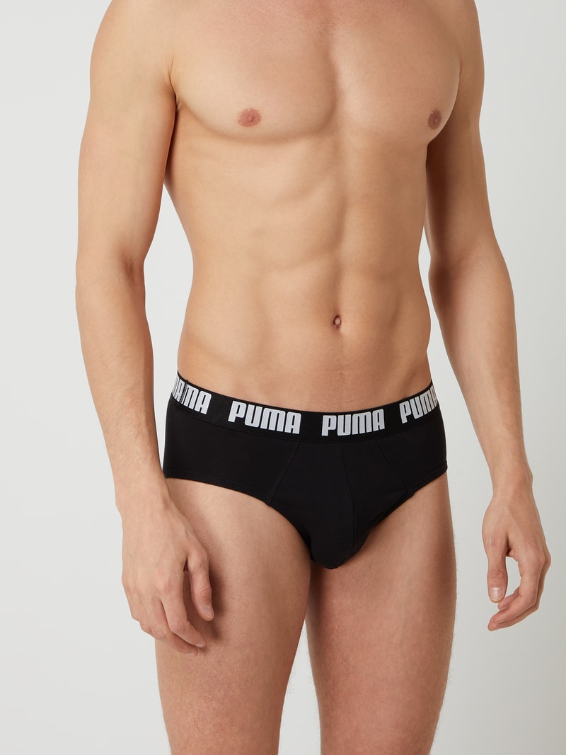 Slip mit Stretch-Anteil im 2er-Pack in schwarz