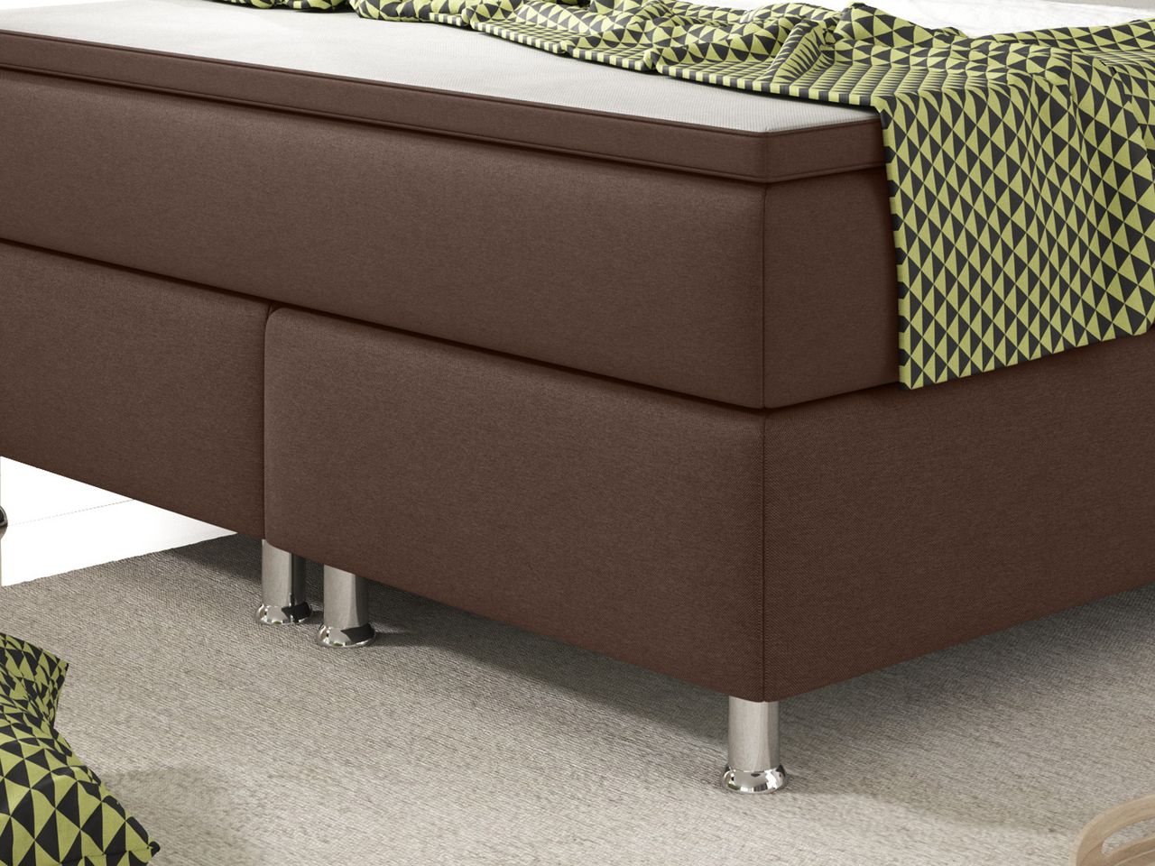 IHG Boxspringbett Köln 140x200 Webstoff Braun