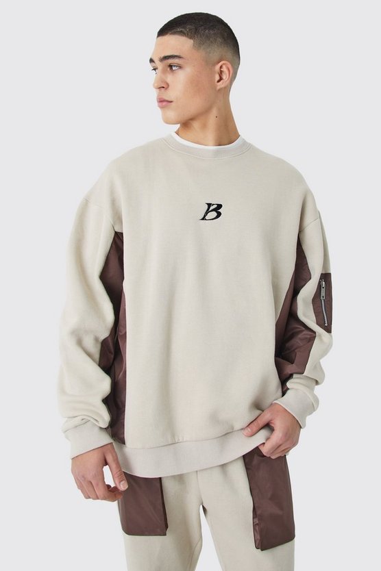 Man Oversized Gusset Cargo Sweat Tracksuit