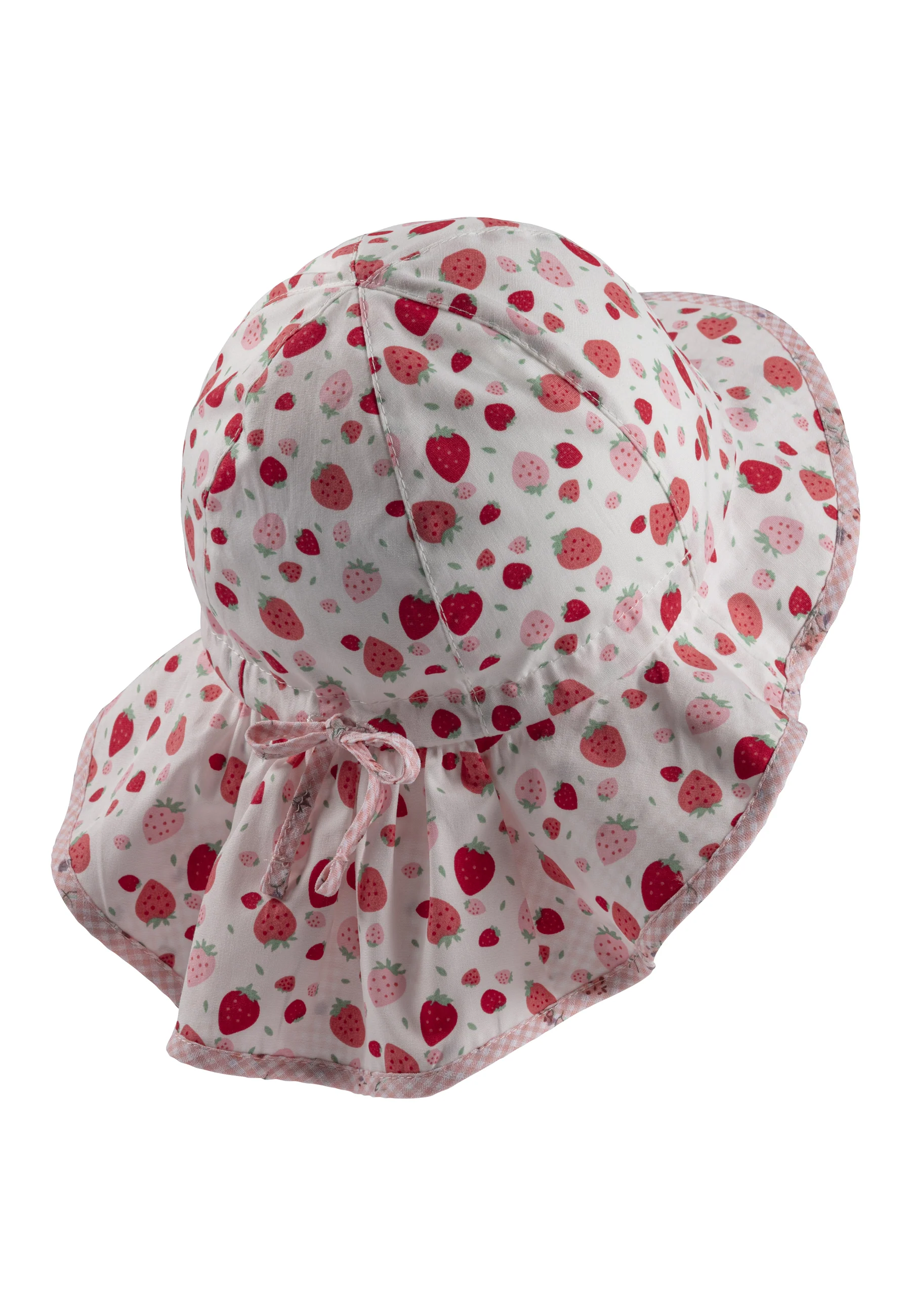Sonnenhut bedruckt mit Erdbeeren in ecru