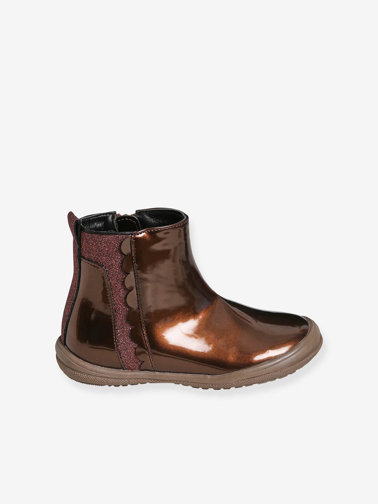 Vertbaudet Mädchen Lack-Boots, Anziehtrick - himbeer