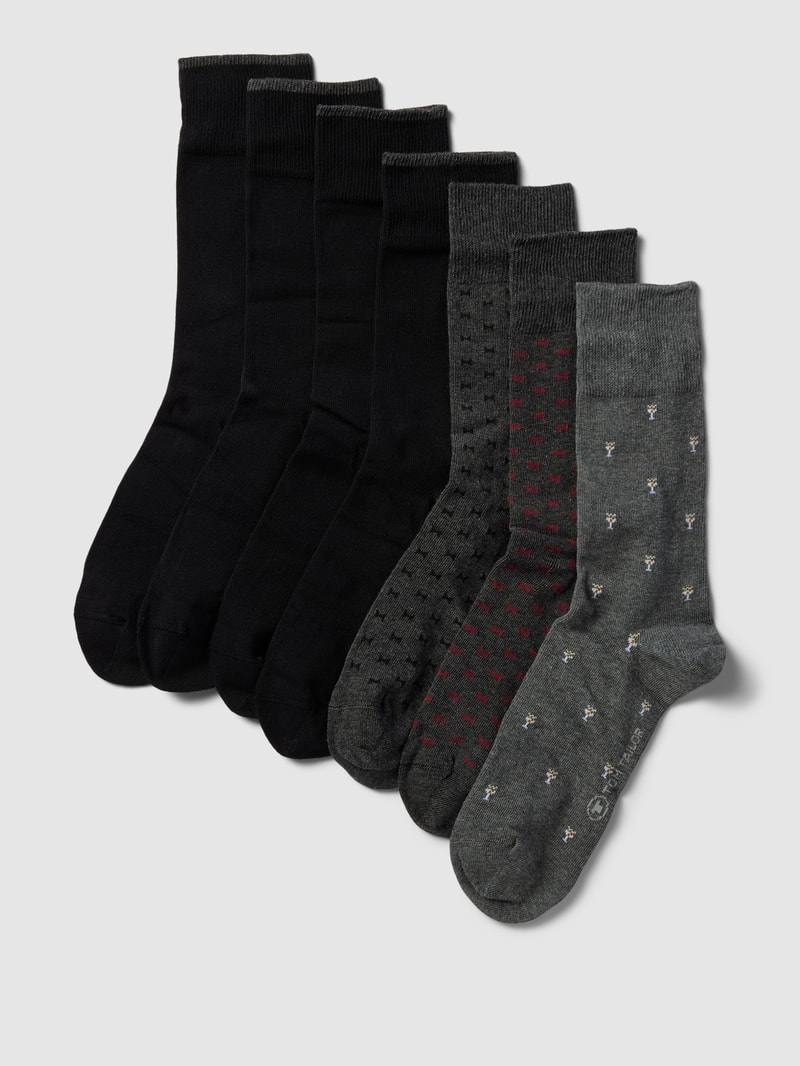 Socken mit elastischem Rippenbündchen im 7er-Pack in anthrazit meliert