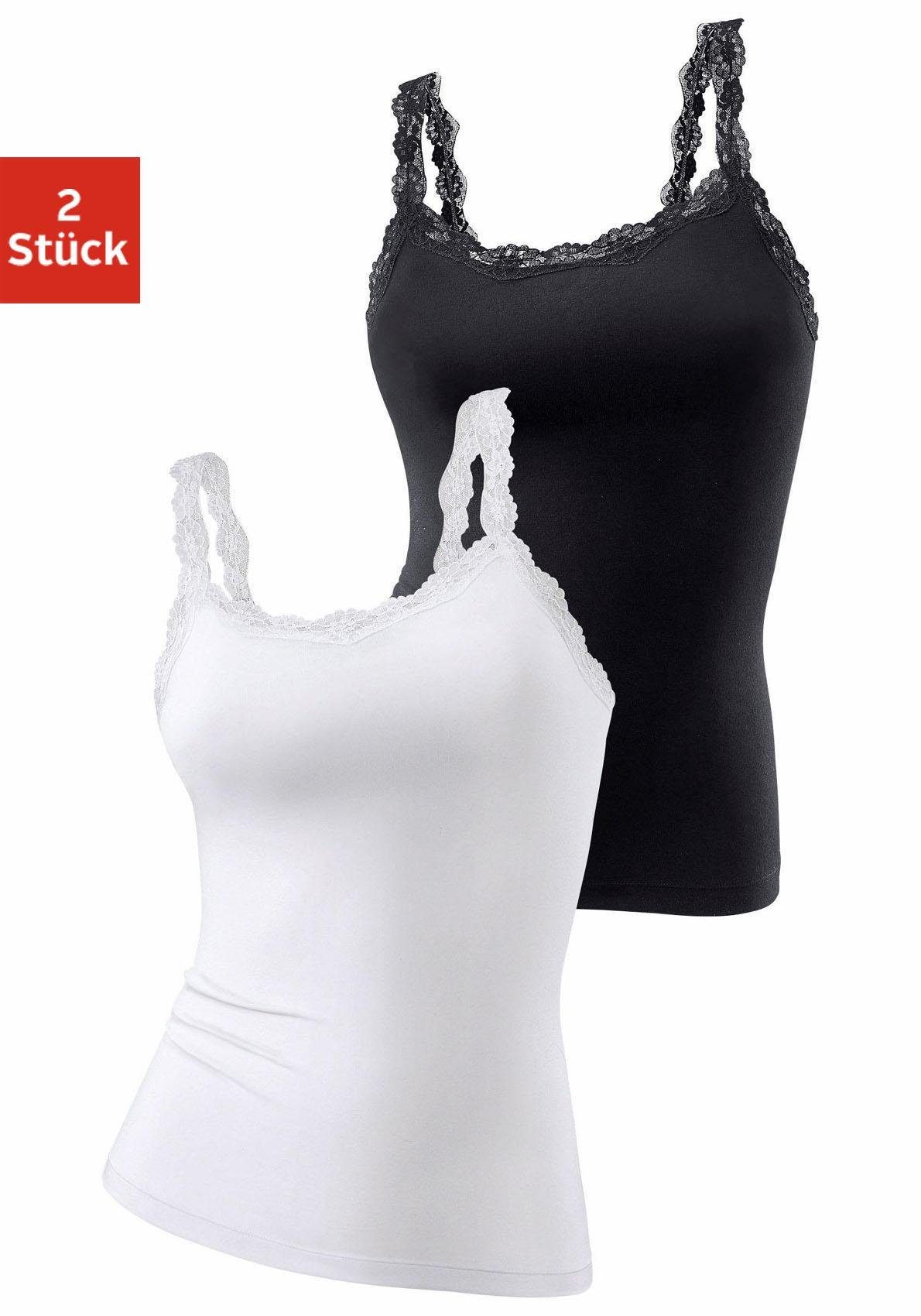 LASCANA Unterhemd (Packung, 2-St., 2er-Pack) mit innenliegendem Bustier, Spaghettiträger-Top, Unterziehshirt