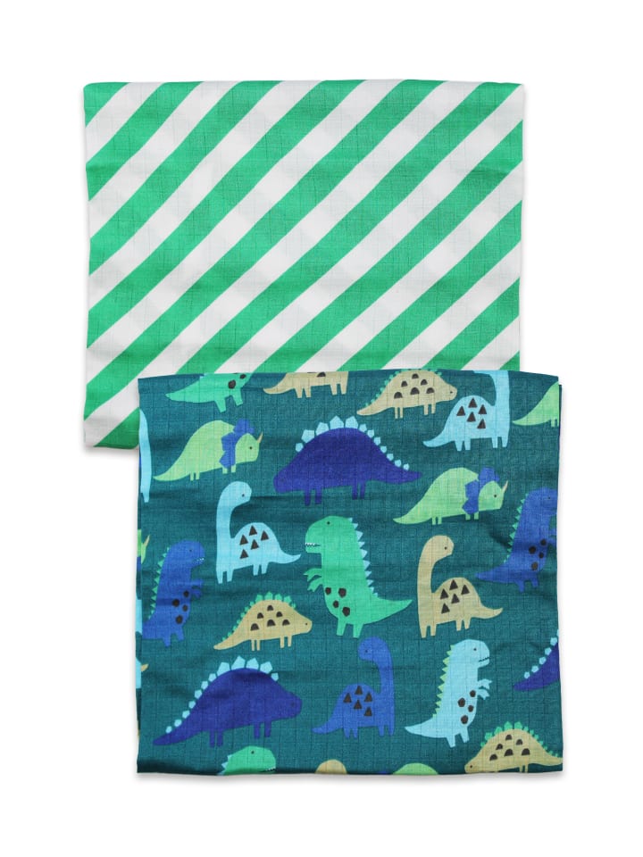 Toby Tiger Mulltücher im Doppelpack mit Dinosaurier Print in grün günstig kaufen 0