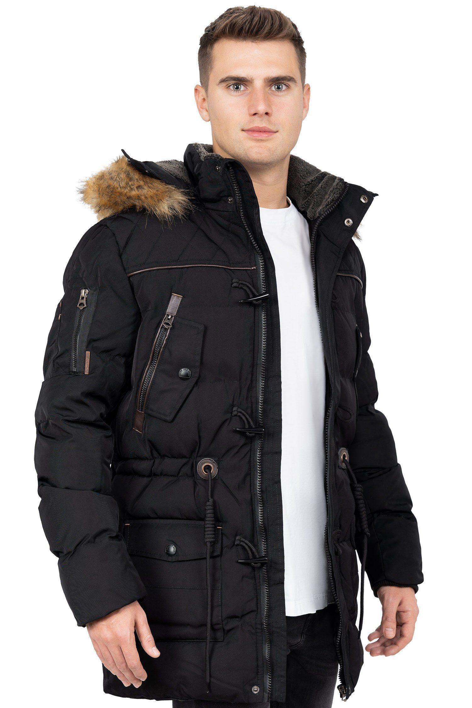Cipo & Baxx Winterjacke Elegante Jacke BA-CM153 (1-St) mit abnehmbarer Kapuze