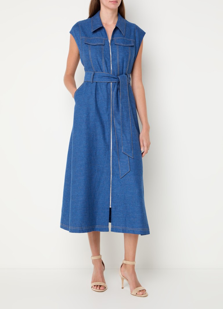 Φόρεμα μίντι Luiza Chambray με ζώνη και δέσιμο Phase Eight