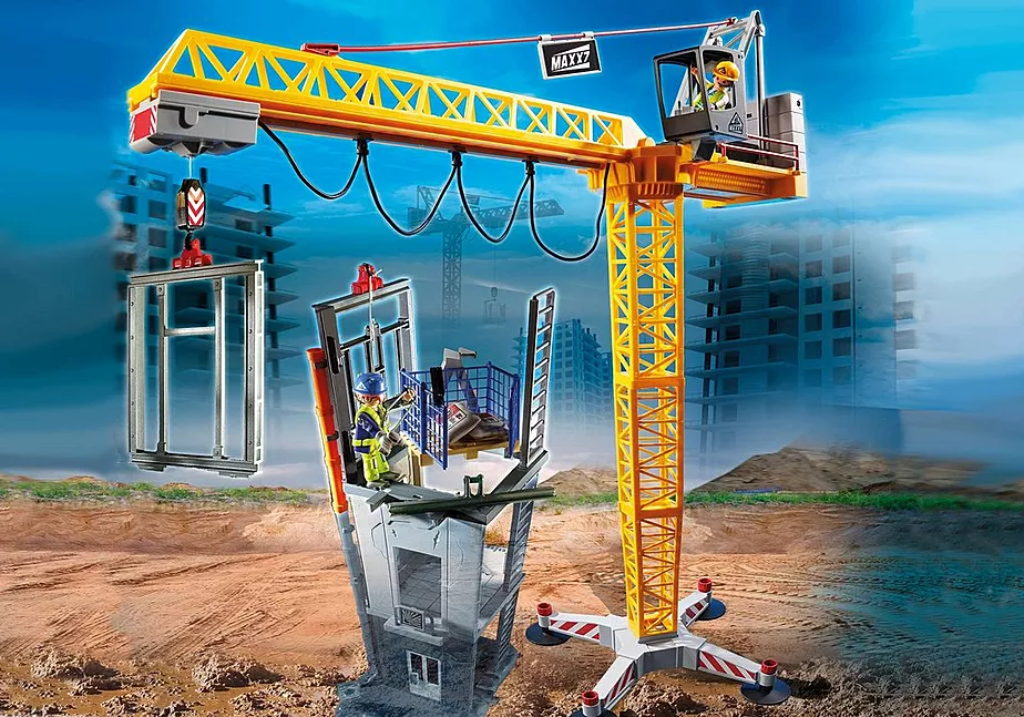 RC-Baukran mit Bauteil