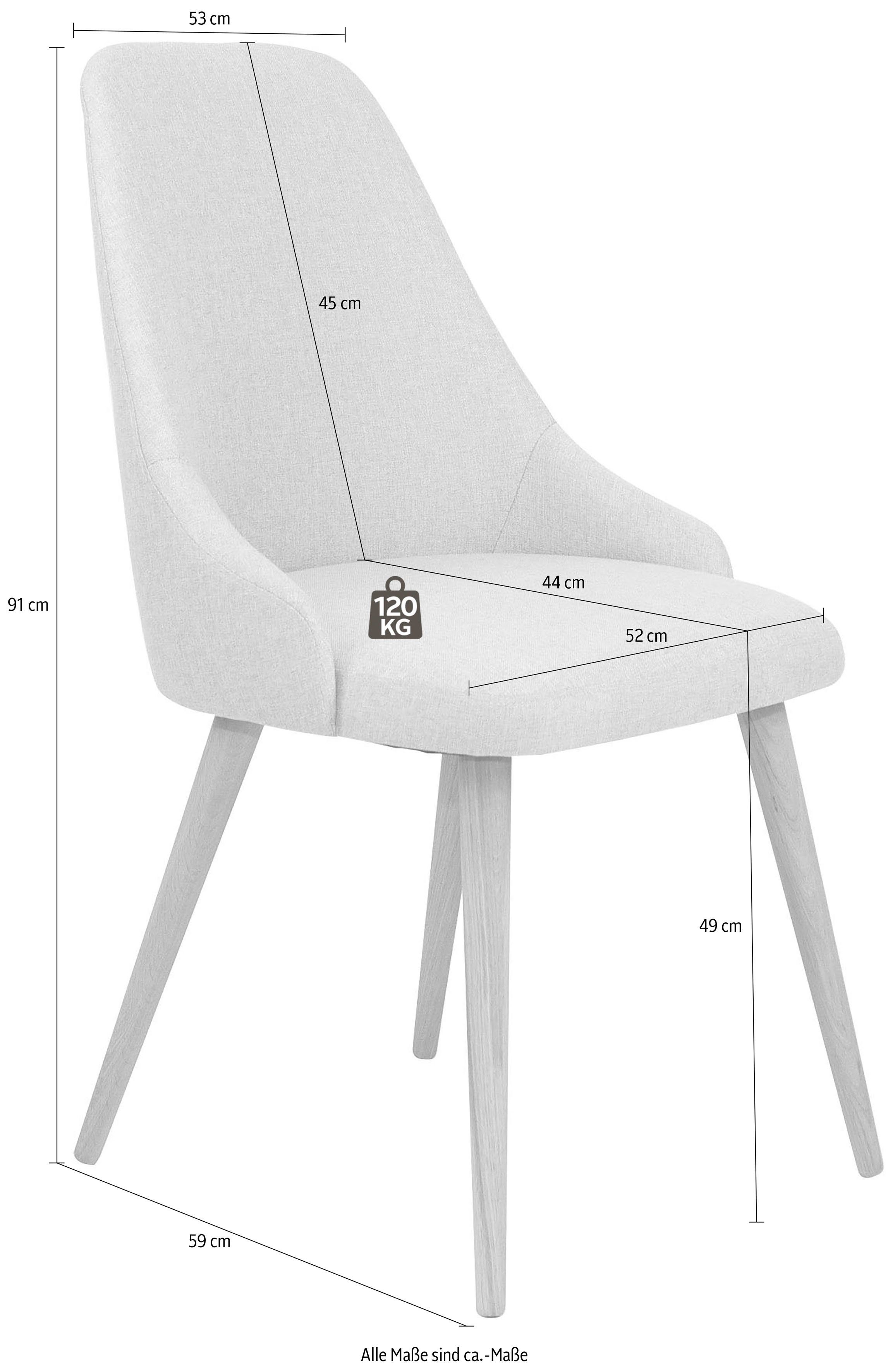 Home affaire Polsterstuhl Luz (Set, 2 St), aus massiver Eiche natur