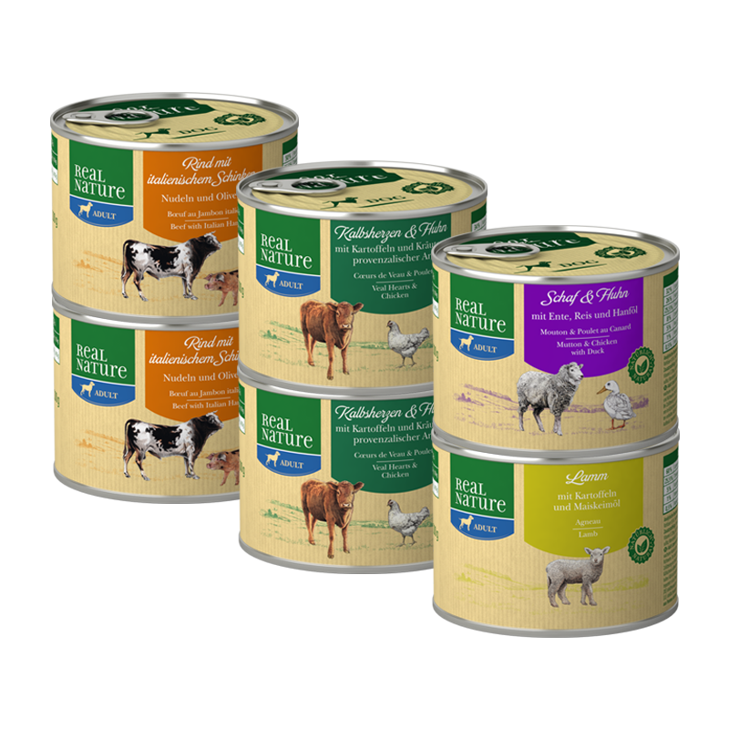REAL NATURE Hundenassfutter REAL NATURE Adult Mixpaket 6x200g Mixpaket 2