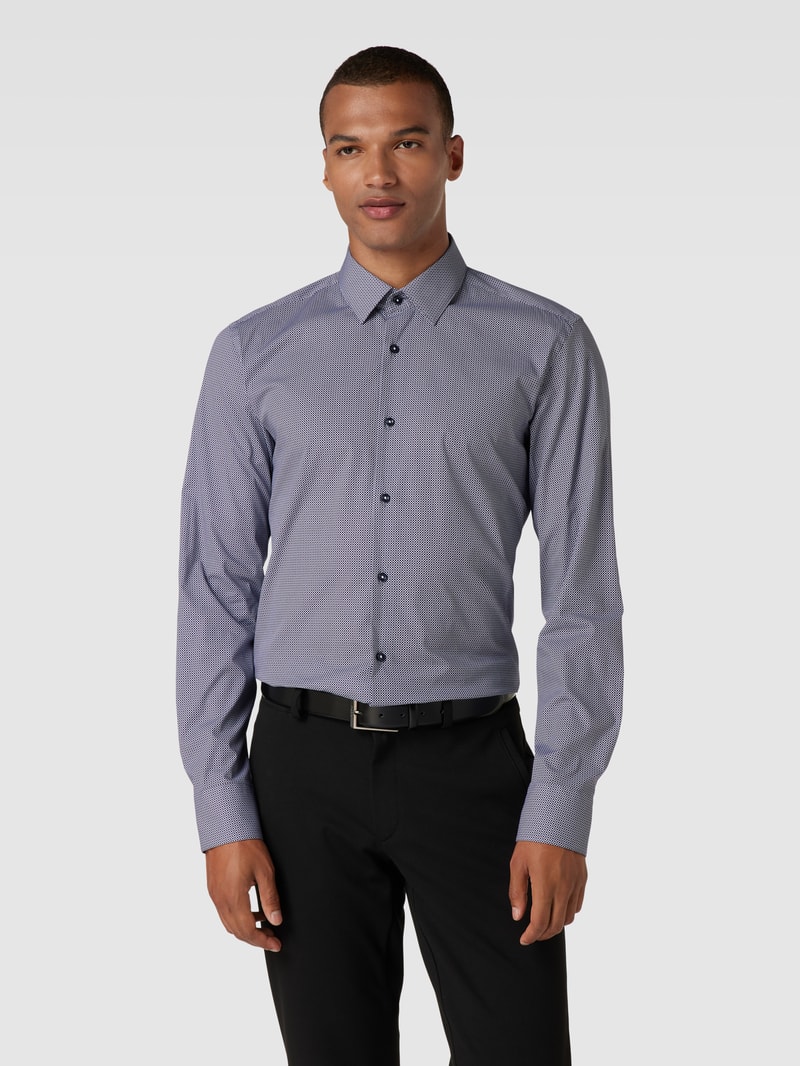 Slim Fit Business-Hemd mit Kentkragen Modell 'HANK' in marineblau