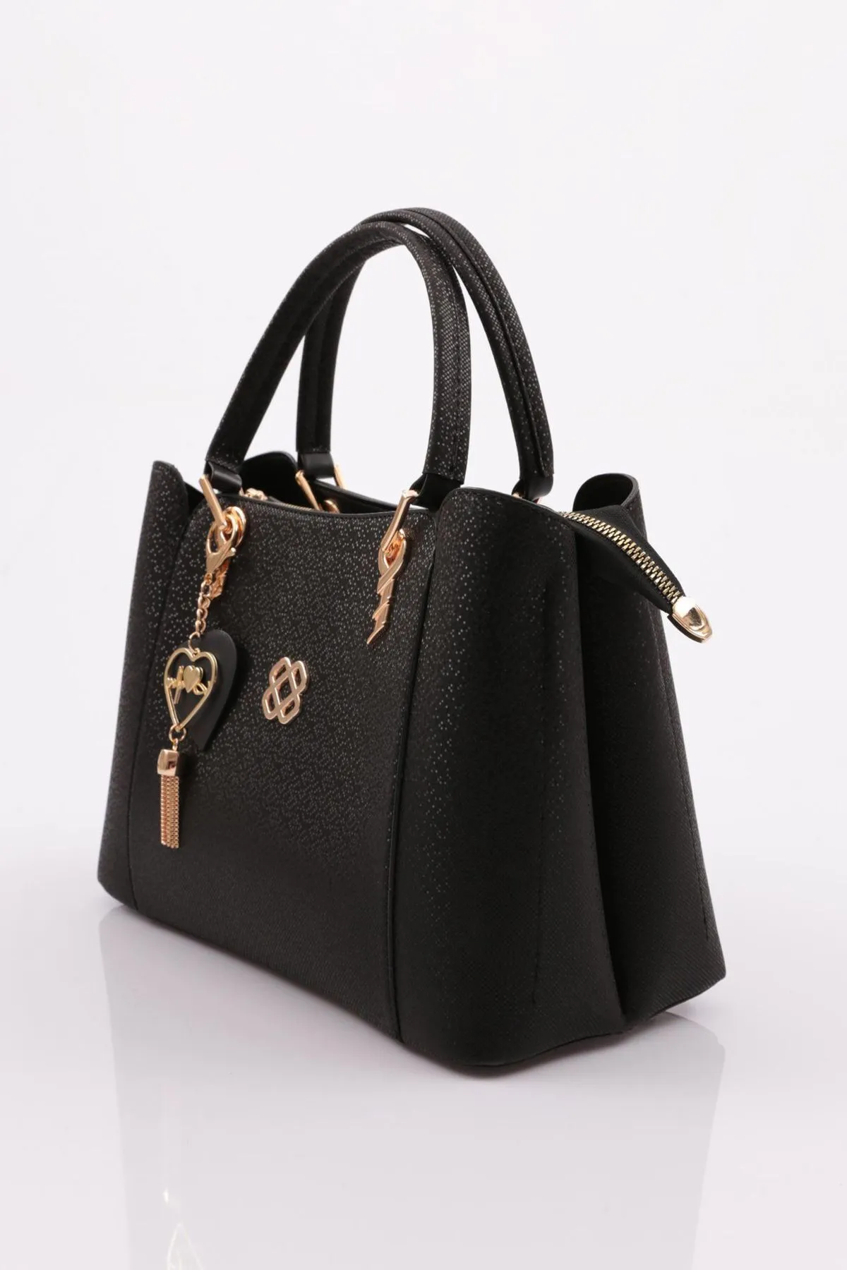 DGN  Schulter- und Handtasche für Damen Modell 3267 mit Mosaik-Motiv, Schwarz