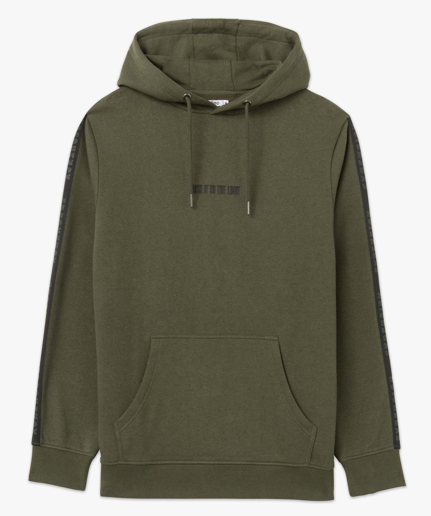Sweat homme à capuche avec inscriptions kaki | GEMO