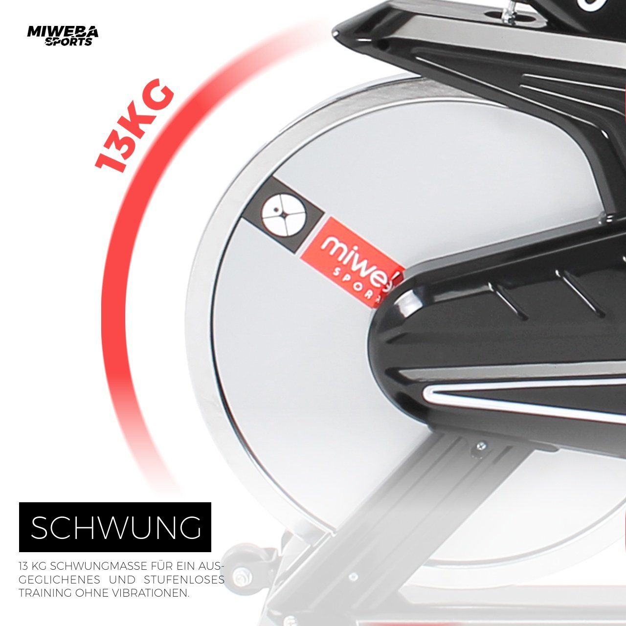 Miweba Sports Speedbike Profi Indoor Cycle Bike MS200 - 13 Kg Schwungmasse (Sportgeräte für zu hause, Heimtrainer Fahrrad, Trimmrad, Fahrradtrainer, Cardio, Sport, Training, Ganzkörpertraining, 1-tlg., Pulsmesser, LCD Display, Handy & Tablethalterung