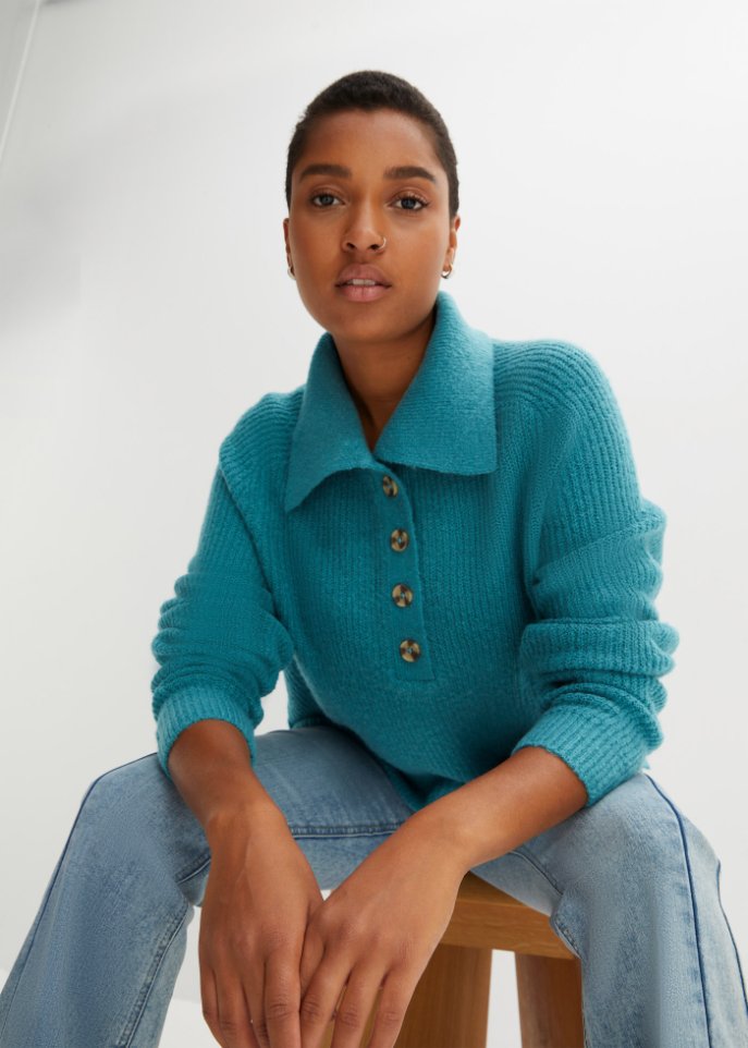 Strickpullover mit Polokragen