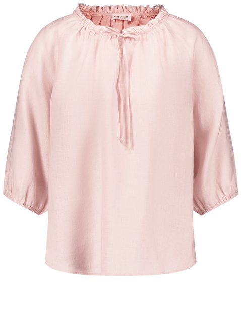 Leinenbluse mit Rüschenkragen