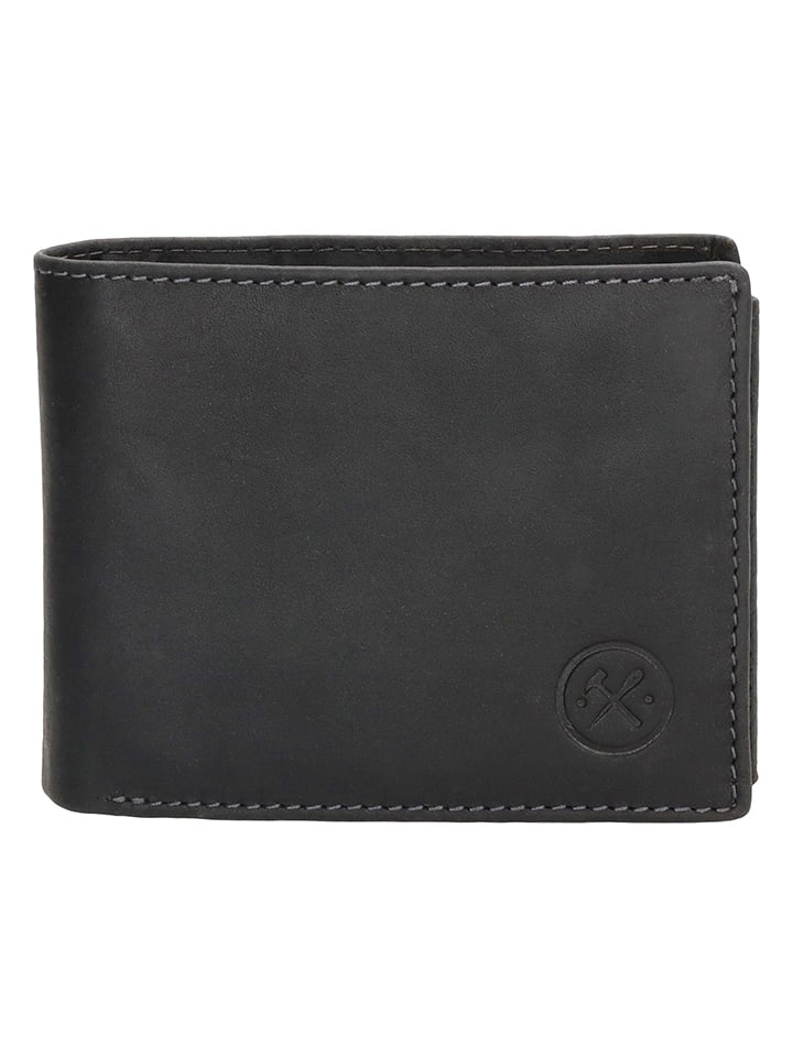 HIDE & STITCHES Leder-Geldbörse in Schwarz - (B)8,5 x (H)10 x (T)1,5 cm günstig kaufen onesize