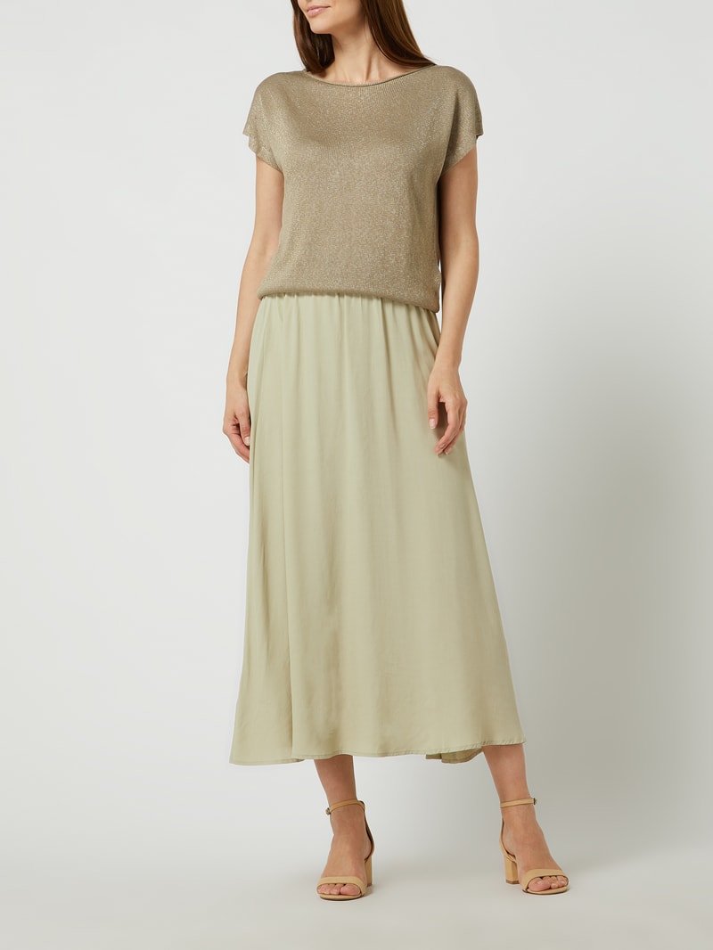Midirock aus Viskose in beige