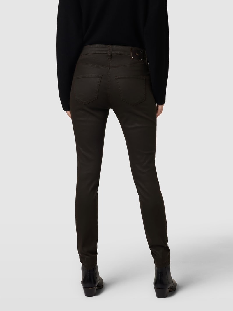 Skinny Fit Jeans mit Reißverschlusstaschen in dunkelbraun