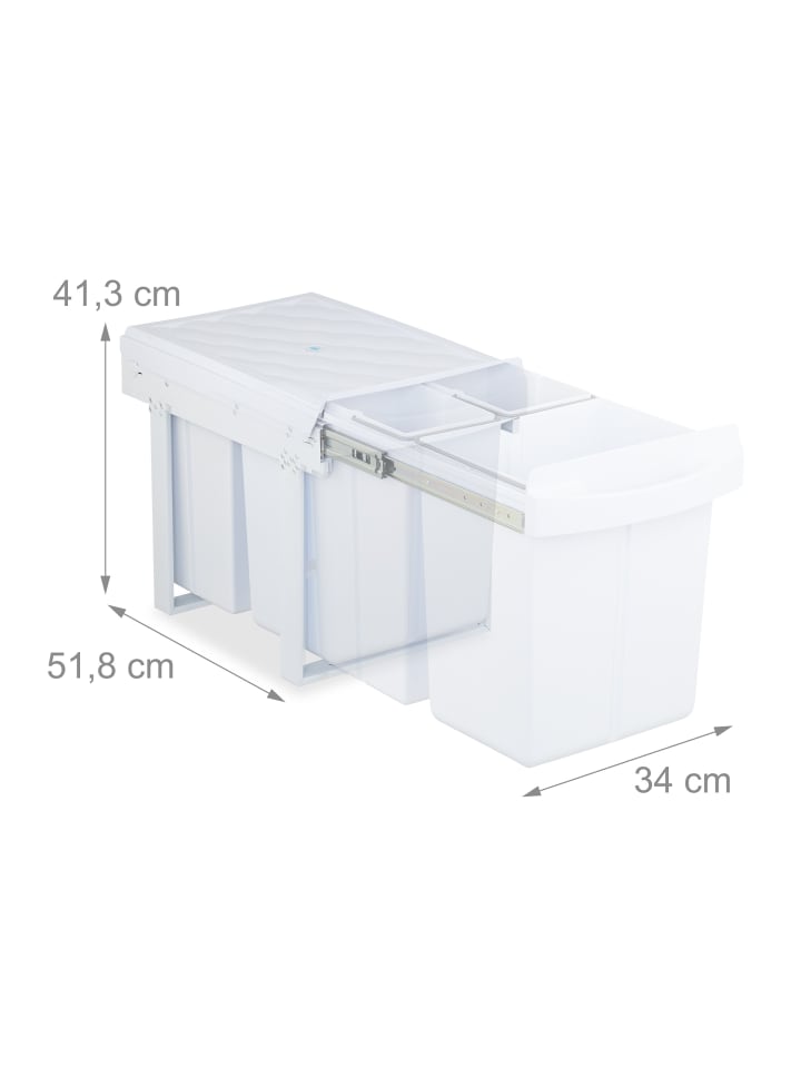 relaxdays Einbaumülleimer in Weiß - 1x 20 l   2x 10 l günstig kaufen onesize