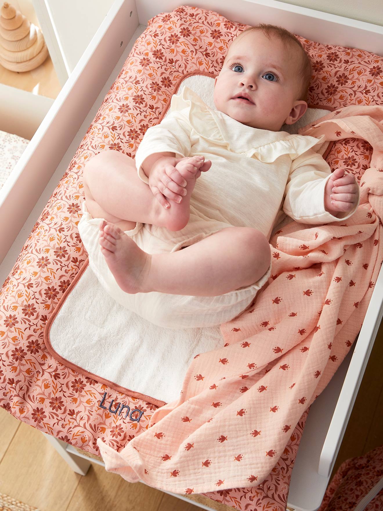 Matelas à langer personnalisable HAPPY BOHÈME rose