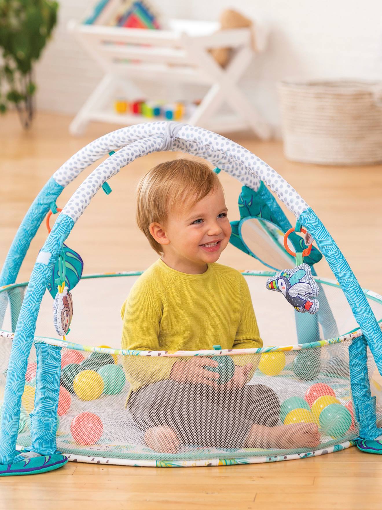 Tapis d'éveil transformable en aire à balles Infantino vert