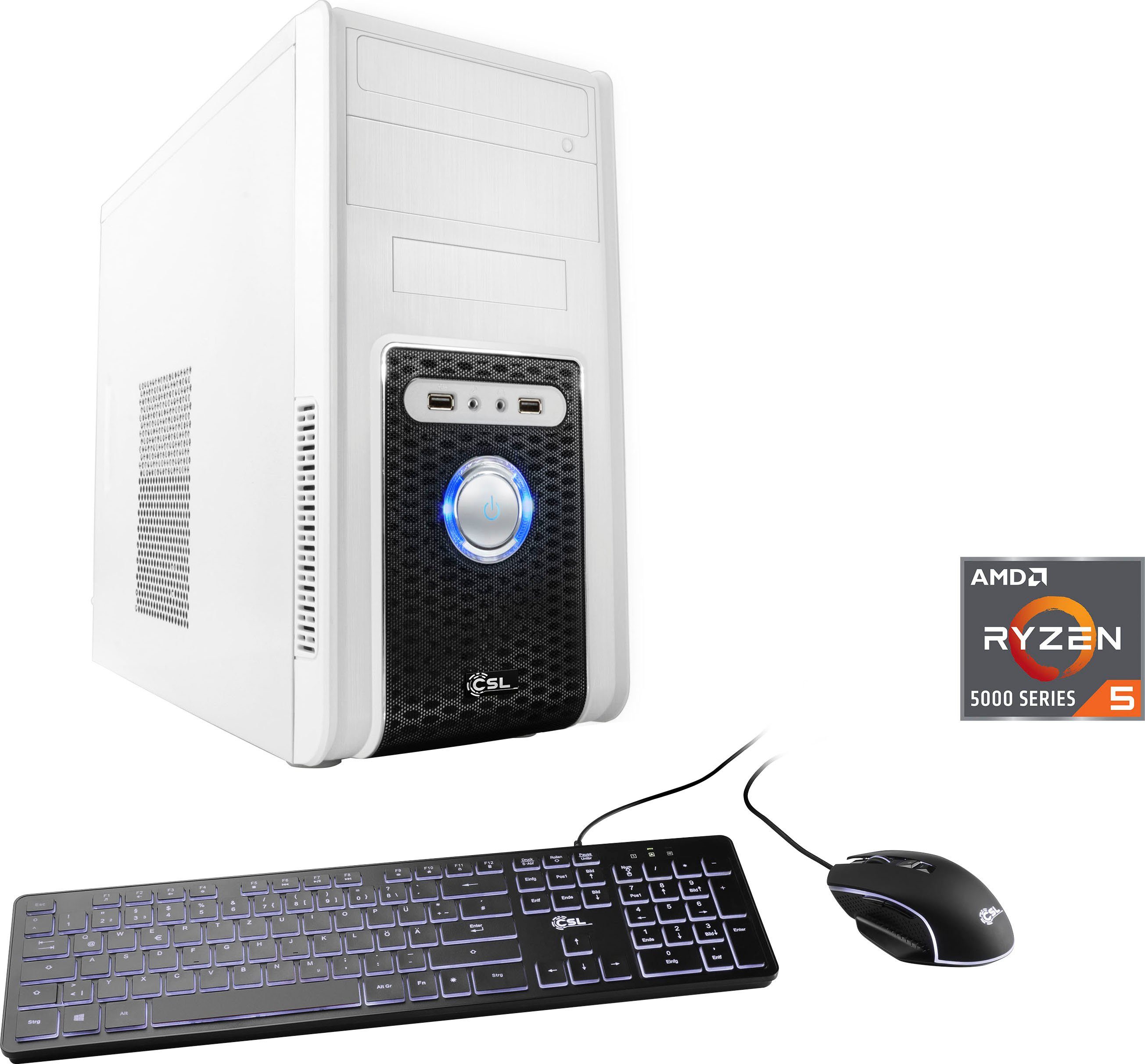 CSL Sprint V28133 PC (AMD Ryzen 5 5600G, Radeon Graphics, 16 GB RAM, 1000 GB SSD, Luftkühlung)