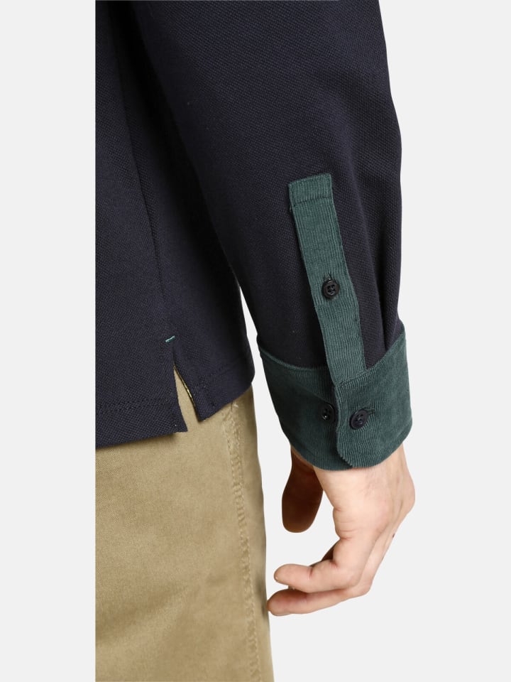 Charles Colby Langarm-Poloshirt DUKE BLAKE in dunkelblau günstig kaufen
