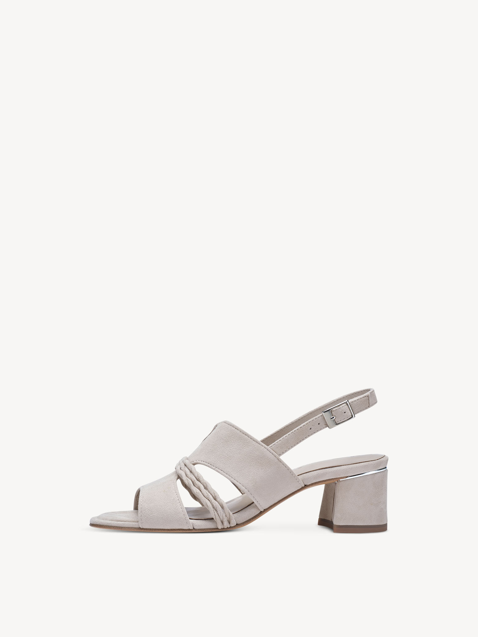 Sandale à talon en cuir - beige
