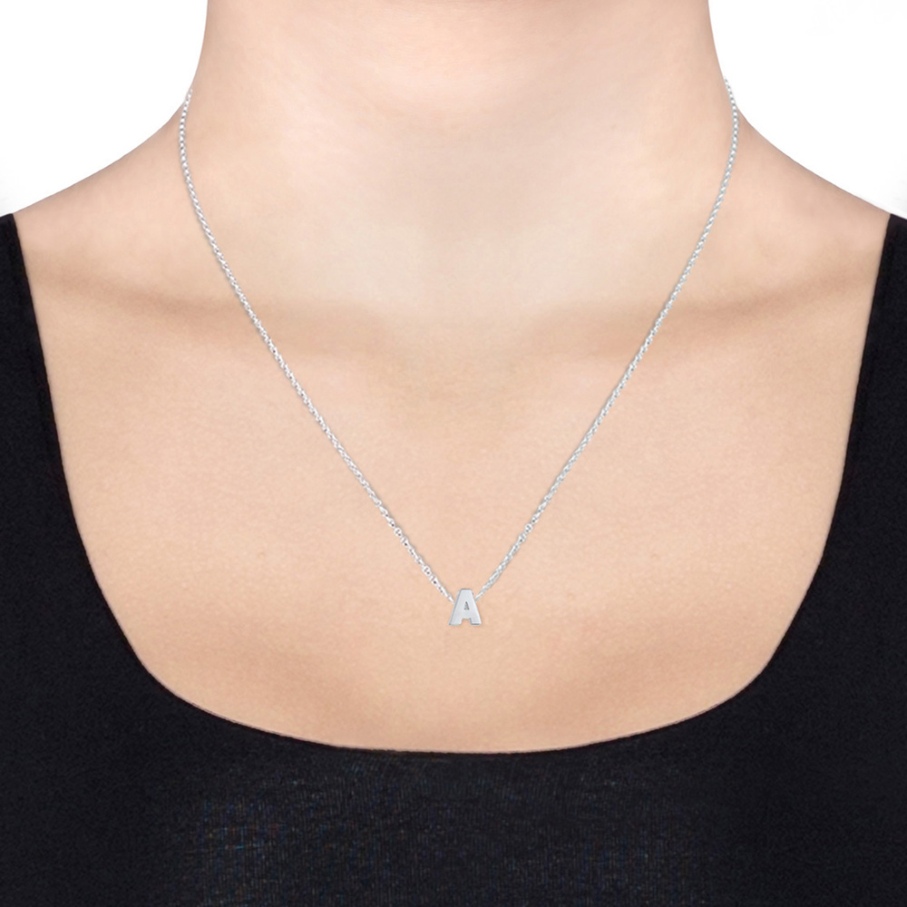 Elli Elli Collier Femme Pendentif Lettre A Initiale - (925/1000) Argent Bijoux