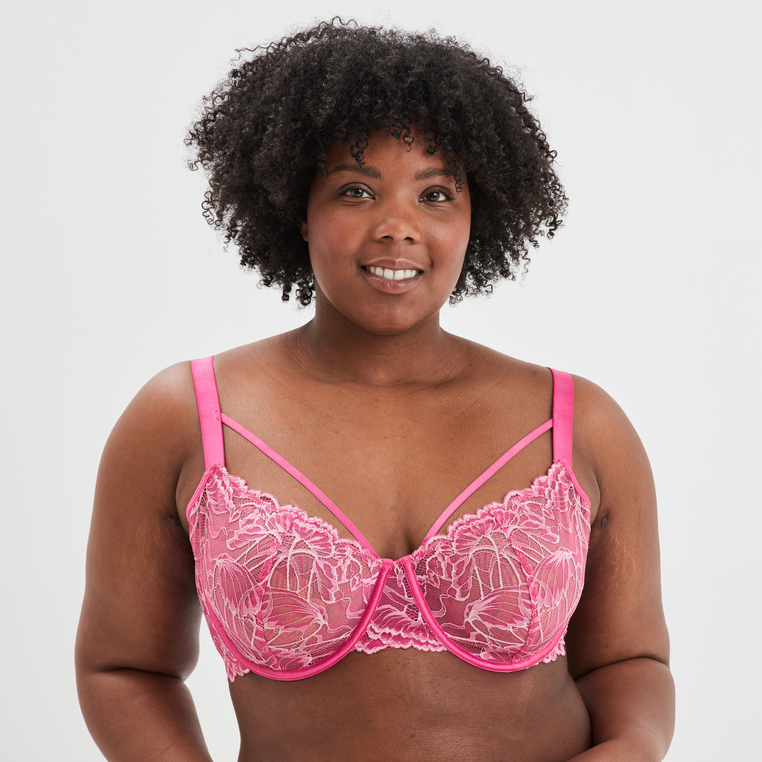 Soutien-gorge emboîtant dentelle rose fushia femme grande taille | La Halle